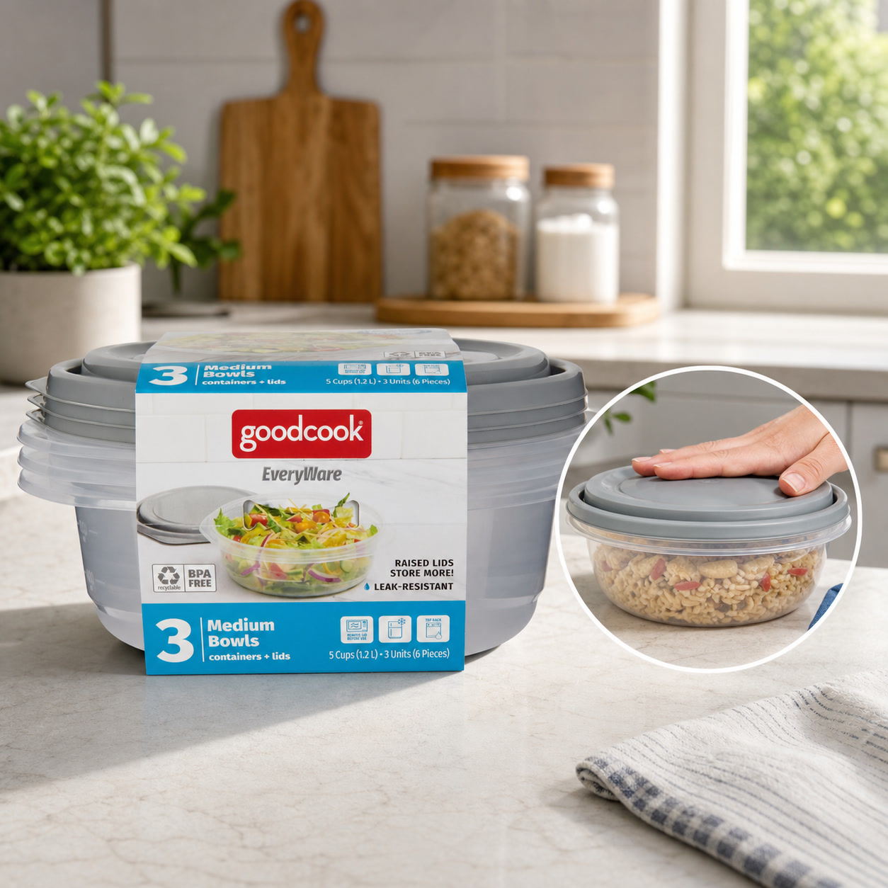 Meal Prep Container - 6 contenants ronds de 5 tasses