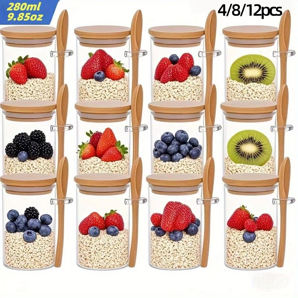 Meal Prep Glass - 4/8/12 pièces, gobelets à petit-déjeuner en