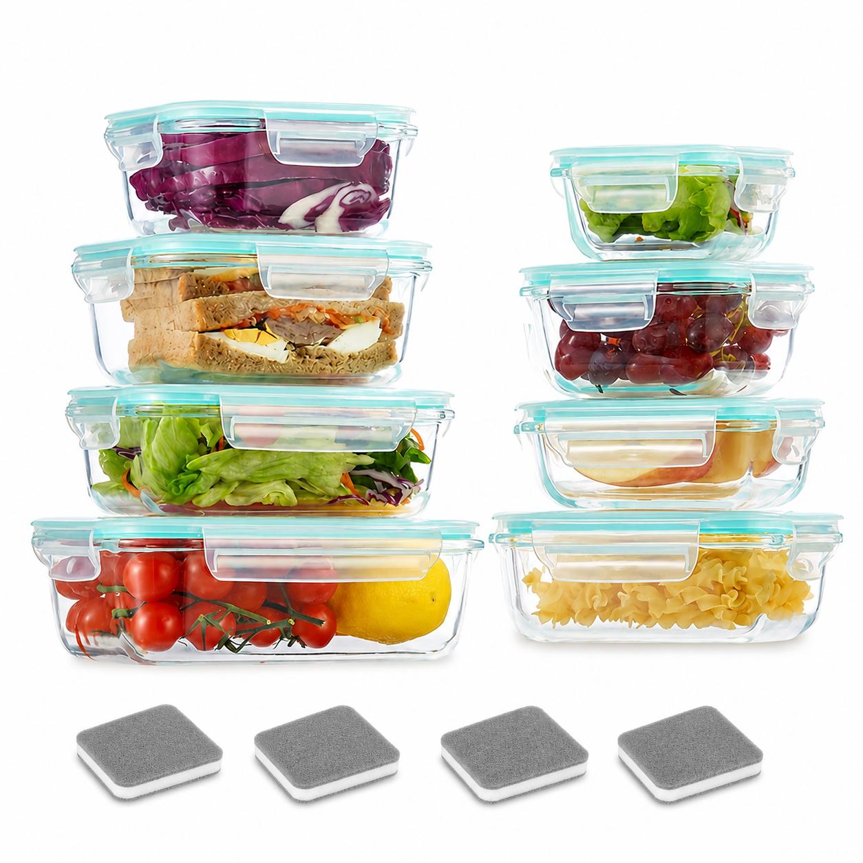 Meal Prep Glass - 16 contenants en verre hermétiques pour
