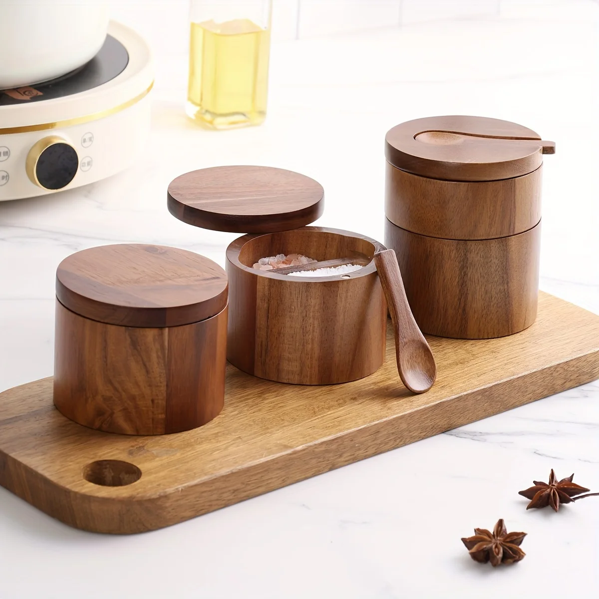 Pot à sel en bois d'acacia ave - Herb Keeper Bottle avis et prix