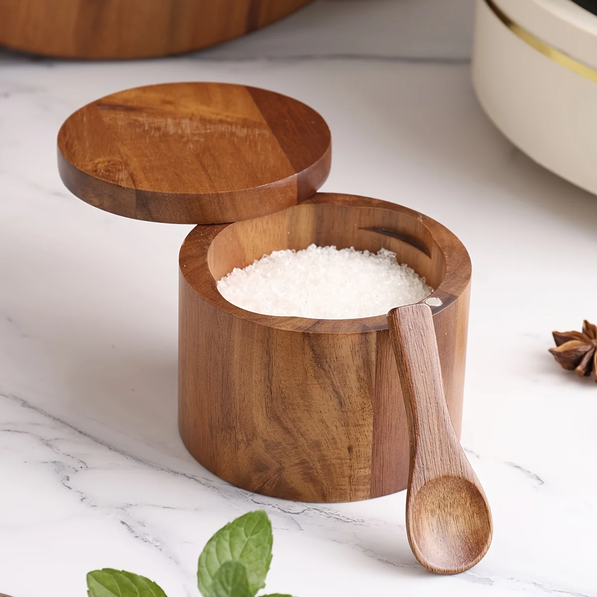 Pot à sel en bois d'acacia ave - Herb Keeper Bottle avis et prix