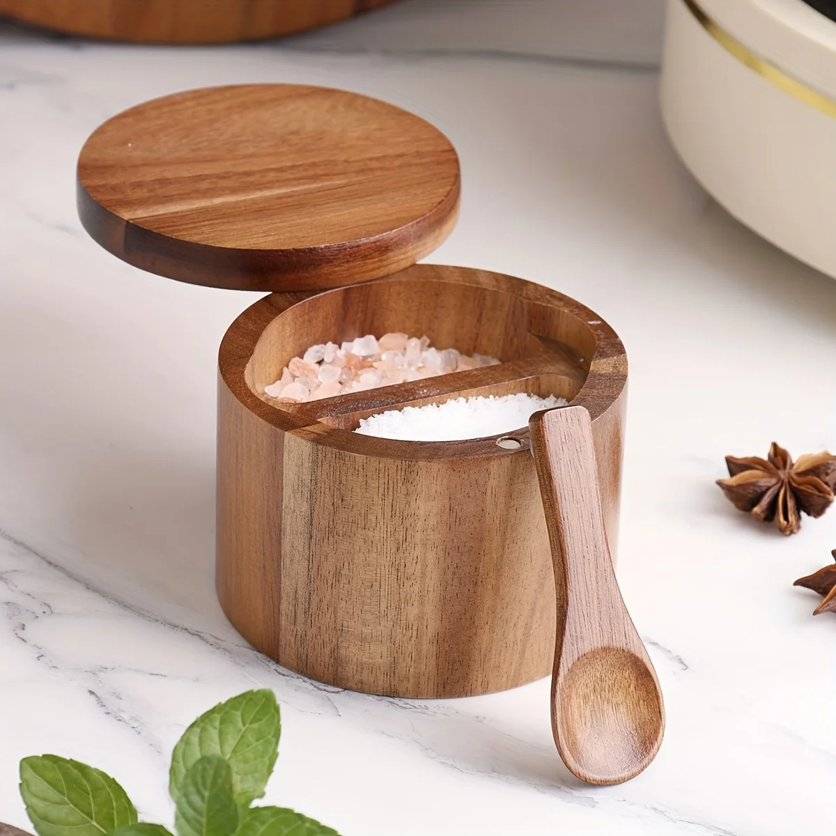 Pot à sel en bois d'acacia ave - Herb Keeper Bottle avis et prix