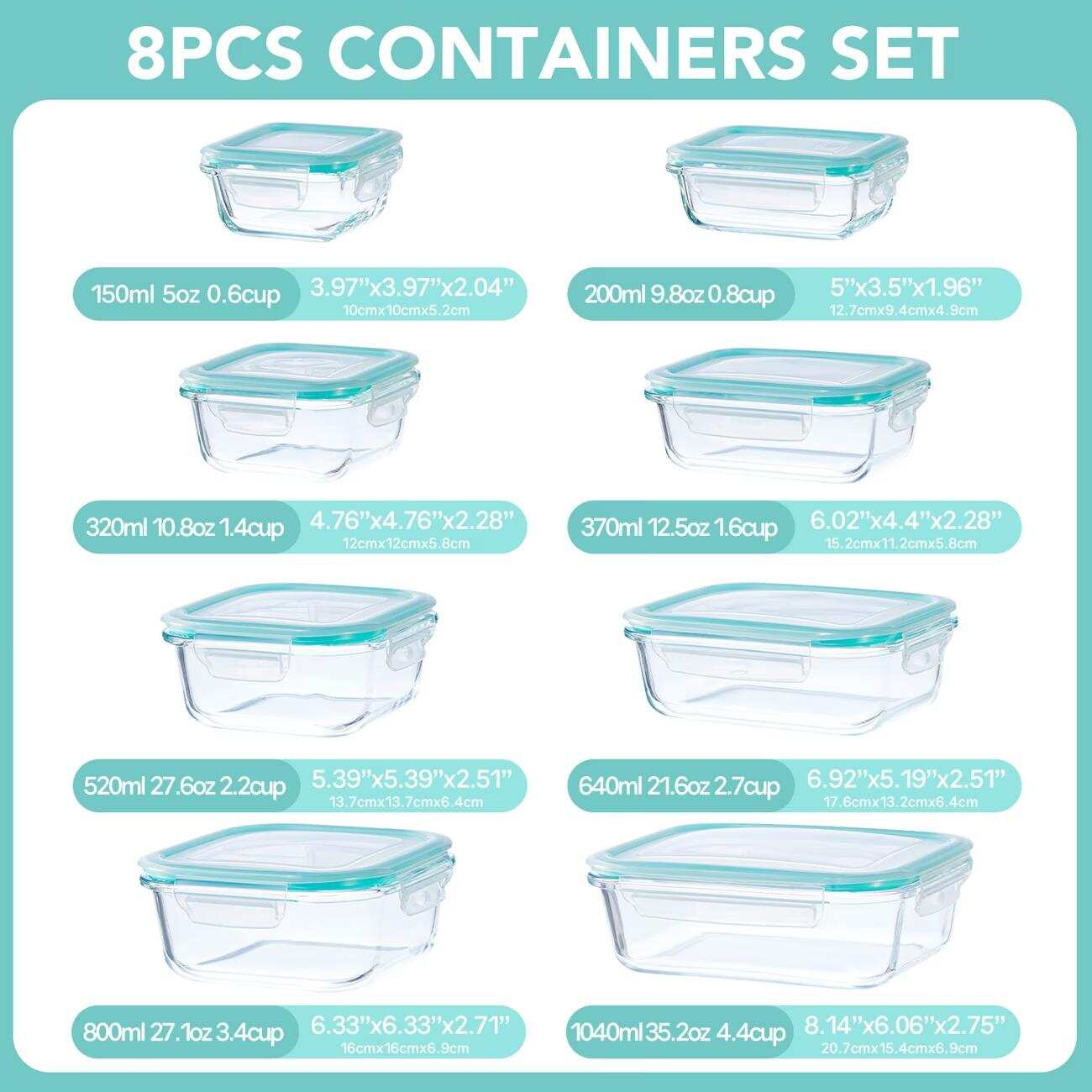 16 contenants en verre herméti - Meal Prep Glass avis et prix
